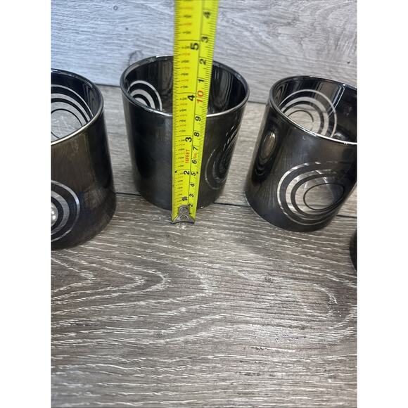 Vintage 1970's Silvered MOD Bullseye Old Fashioned Glasses- Set Of 6 - Picture 5 of 8